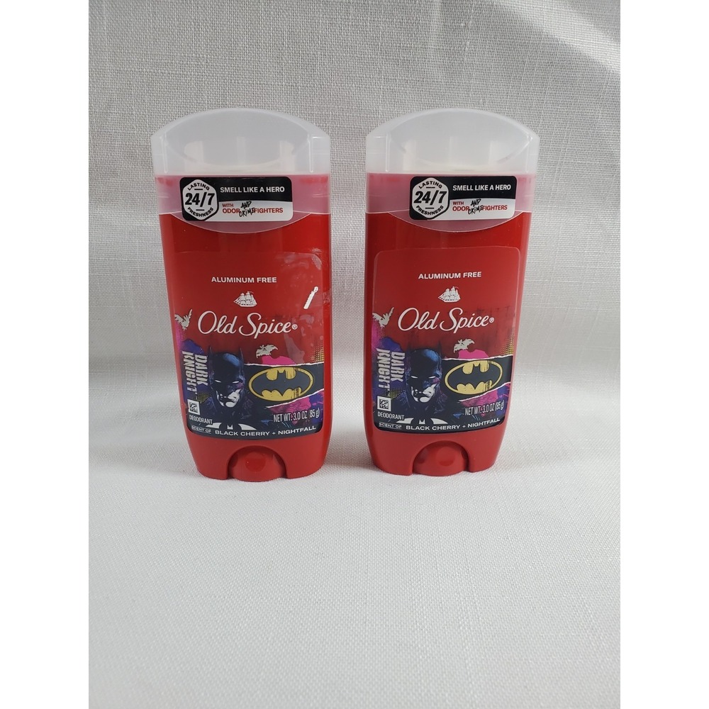 (2) Old Spice Batman Dark Knight Black Cherry & Nightfall Scent Deodorant 3 oz.